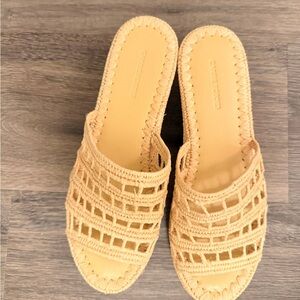 Charming Charlie Tan Woven Mules
